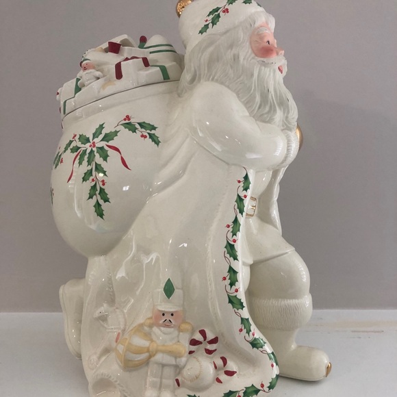 Lenox white gold Santa cookie jar - Picture 2 of 6